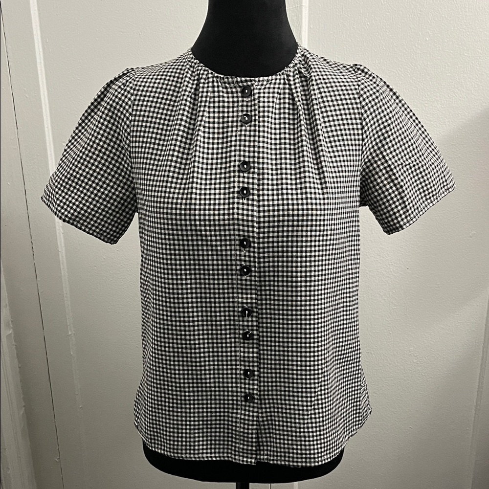 ZANZEA Women Korean Daily Pose Short Sleeve Round Neck Plaid Print Blouse